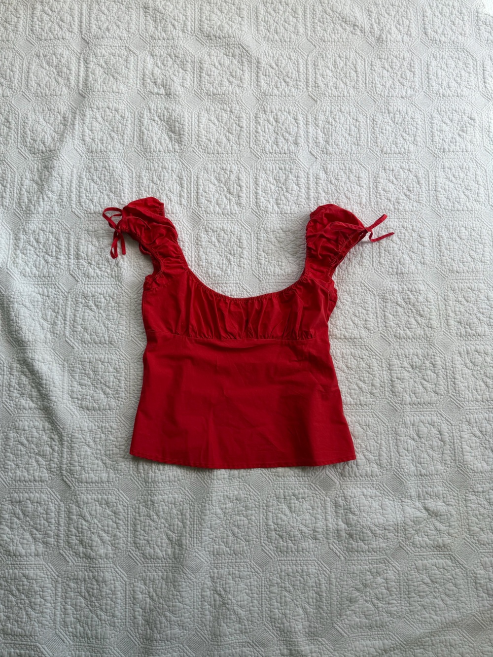 Elodie Red Ruched Tie-Shoulder Crop Top